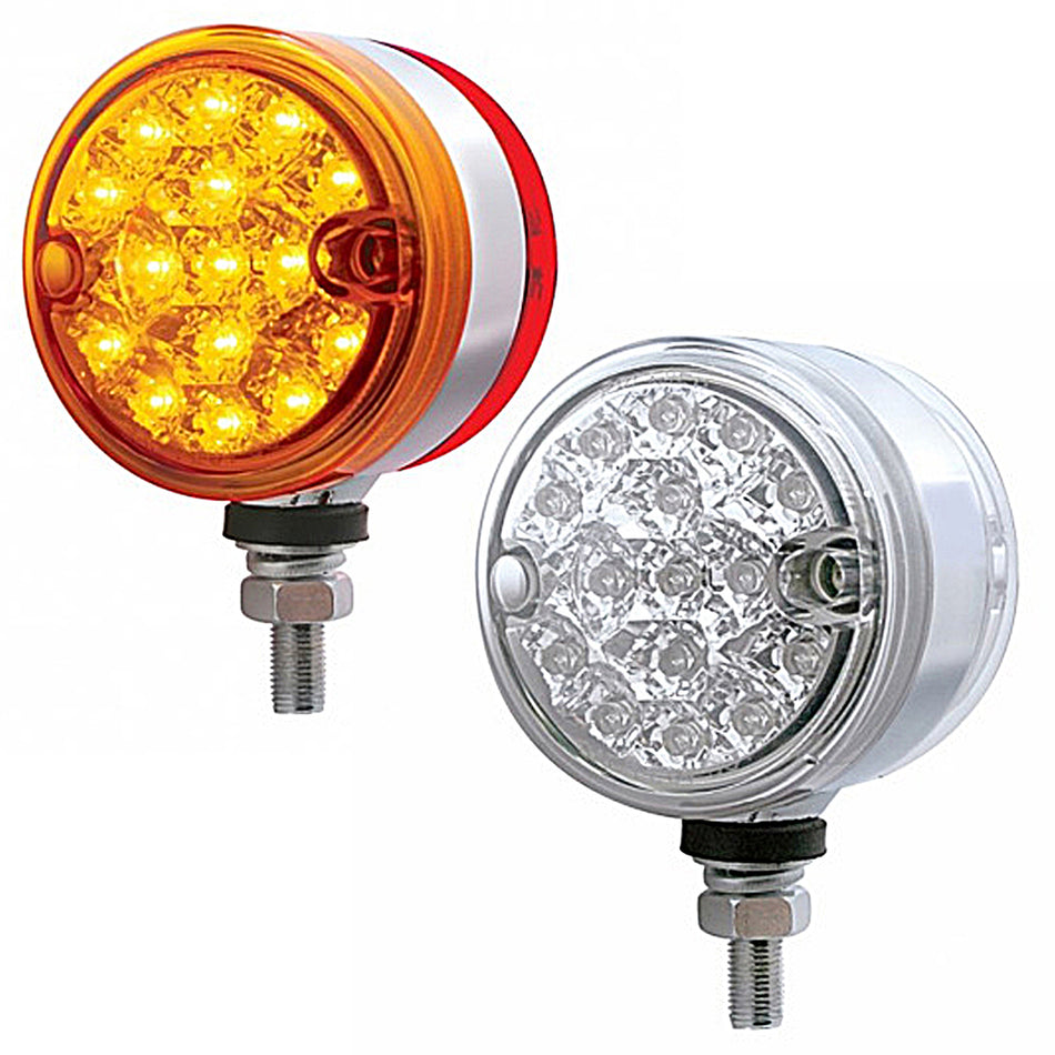 30 LED 3" Dual Function Reflector Double Face Light - Amber & Red LED (Amber & Red or Clear Lens)