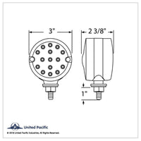 15 LED 3" Dual Function Reflector Single Face Light - Amber or Red LEDs (Amber, Red or Clear Lens)