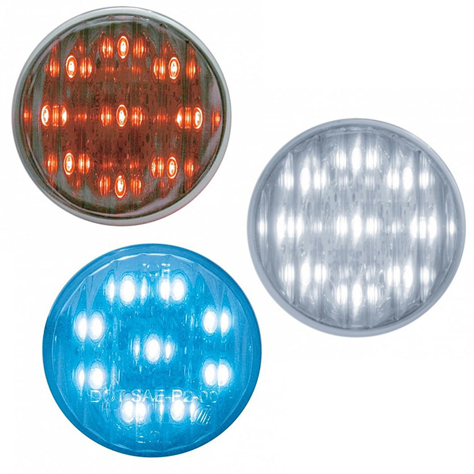9 LED 2" Auxiliary Light - Red, White or Blue (Chrome or Clear Lens)