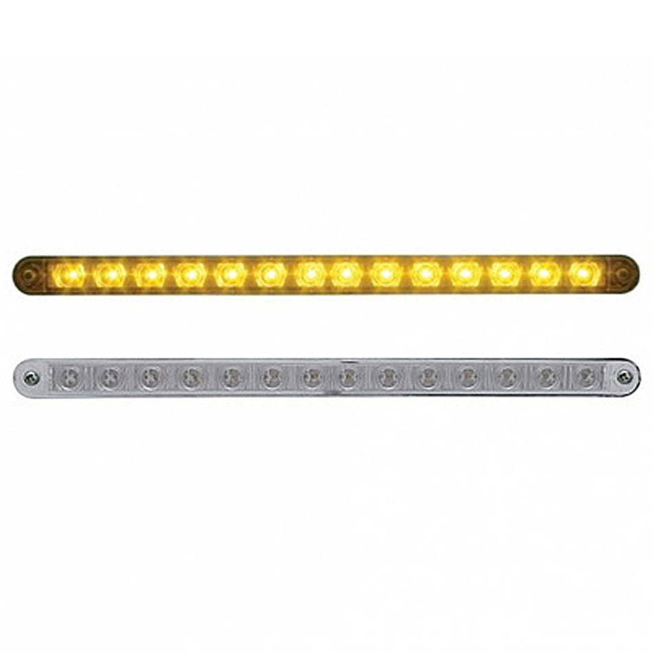 United Pacific - 14 LED 12" Turn Signal Light Bar With Bezel - Amber LEDs (Amber or Clear Lens)