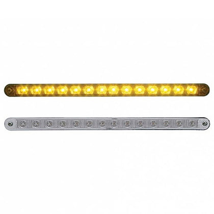 United Pacific - 14 LED 12" Turn Signal Light Bar With Bezel - Amber LEDs (Amber or Clear Lens)