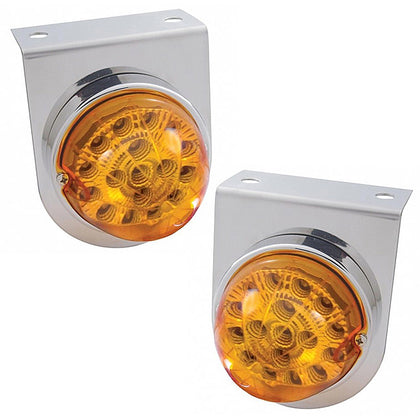 Stainless Light Bracket With 17 LED Clear Reflector Light - Amber LEDs (Amber or Clear Lens)