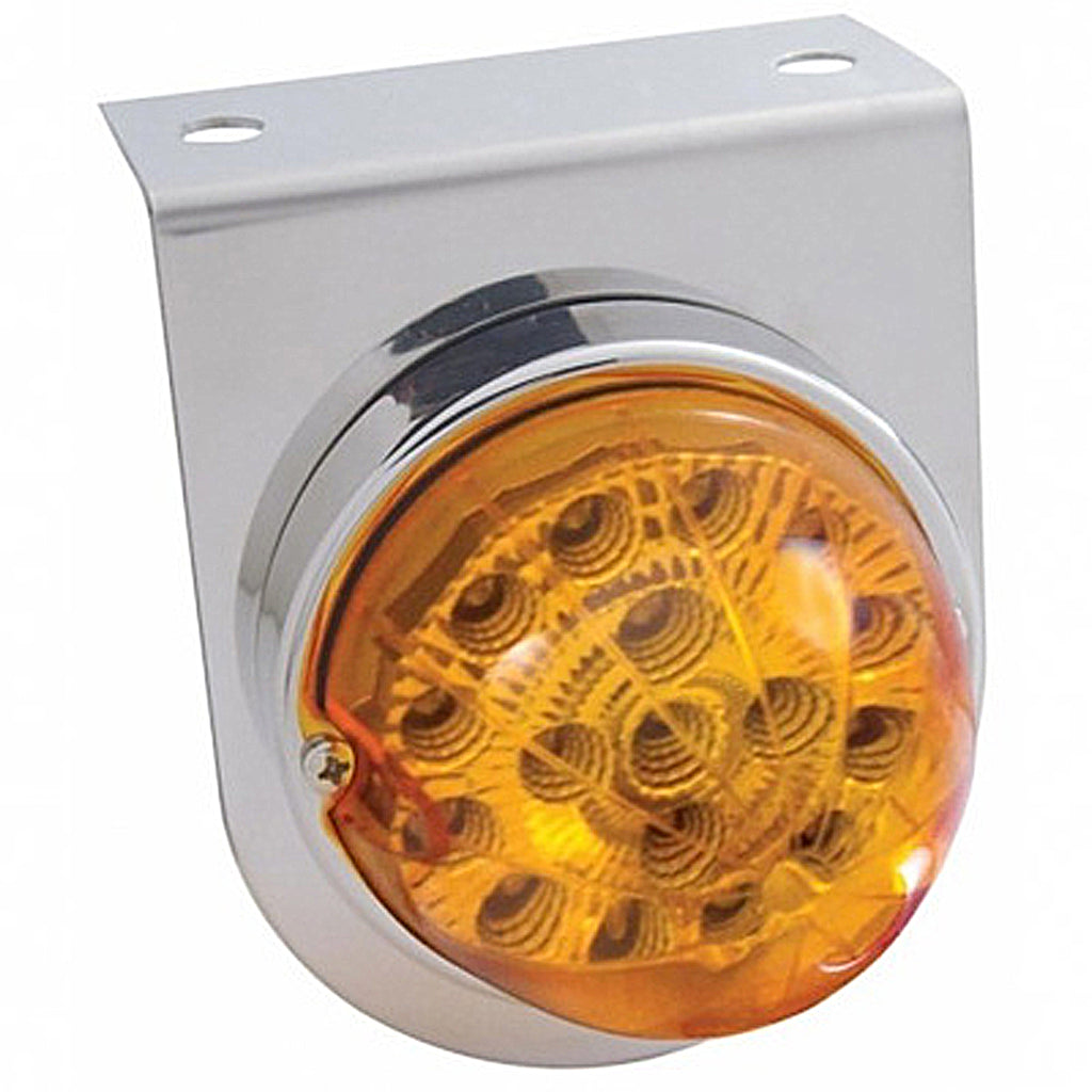 Stainless Light Bracket With 17 LED Dual Function Clear Reflector Light - Amber LEDs (Amber Lens)
