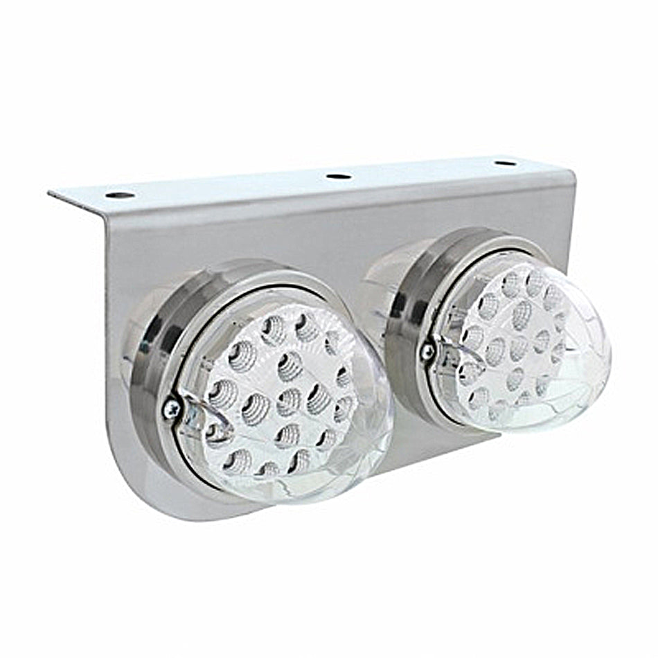 Stainless Light Bracket With 2X 17 LED Watermelon Reflector Lights - Amber LEDs (Amber or Clear Lens)