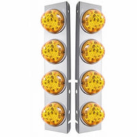 SS Front Air Cleaner Bracket W/8X 17 Amber LED Refl. Watermelon Lights & SS Bezels For Peterbilt - Amber LEDs (Amber or Clear Lens)