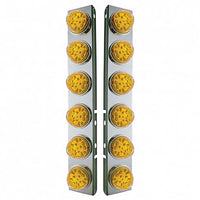 SS Front Air Cleaner Bracket W/12X 17 Amber LED Refl. Watermelon Lights & SS Bezels For Peterbilt