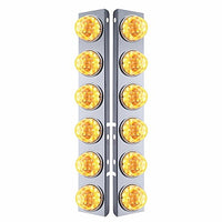 SS Front Air Cleaner Bracket W/12X 17 Amber LED Refl. Watermelon Lights & SS Bezels For Peterbilt