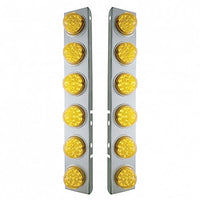 SS Front Air Cleaner Bracket With 12X 17 Amber LED Reflector Lights & SS Bezels For Peterbilt