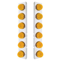 SS Front Air Cleaner Bracket With 12X 17 Amber LED Dual Function Reflector Lights & SS Bezels For Peterbilt - Amber LEDs (Amber or Clear Lens)