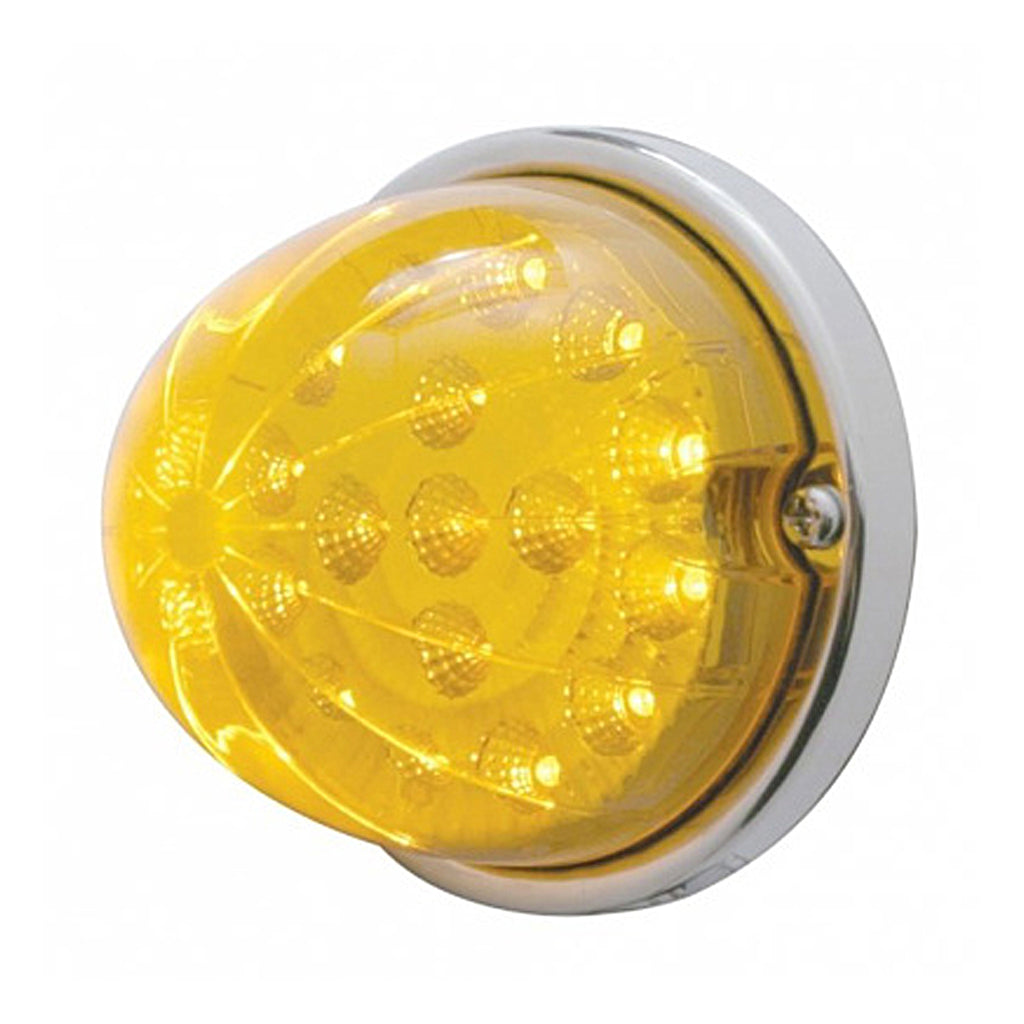17 LED Watermelon Clear Reflector Flush Mount Kit With Low Profile Bezel - Amber or Red LEDs (Amber, Red or Clear Lens)