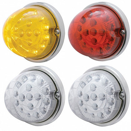 17 LED Watermelon Clear Reflector Flush Mount Kit With Low Profile Bezel - Amber or Red LEDs (Amber, Red or Clear Lens)