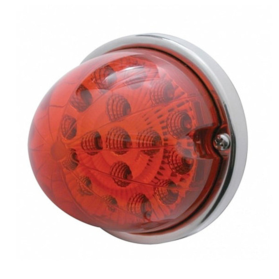 17 LED Watermelon Clear Reflector Flush Mount Kit With Low Profile Bezel - Amber or Red LEDs (Amber, Red or Clear Lens)