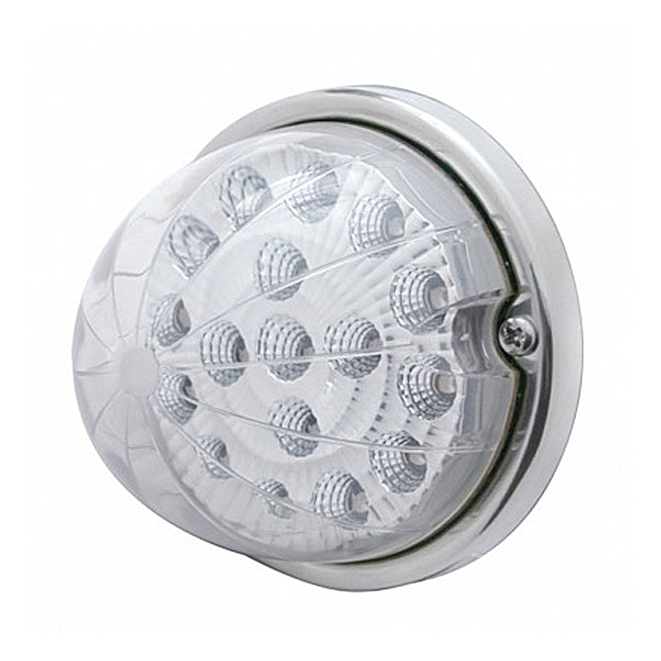 17 LED Watermelon Clear Reflector Flush Mount Kit With Low Profile Bezel - Amber or Red LEDs (Amber, Red or Clear Lens)
