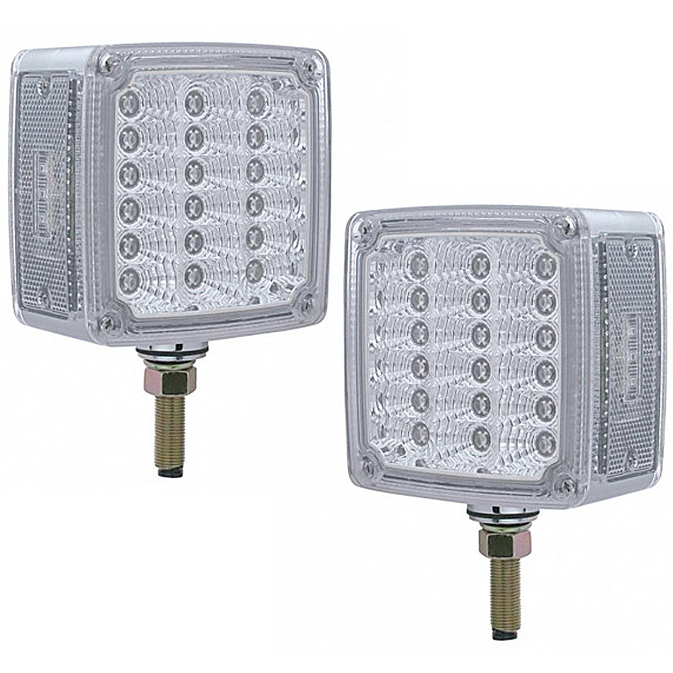 39 LED Reflector Double Face Turn Signal Light (Driver or Passenger Side) - Amber & Red LEDs (Clear Lens)
