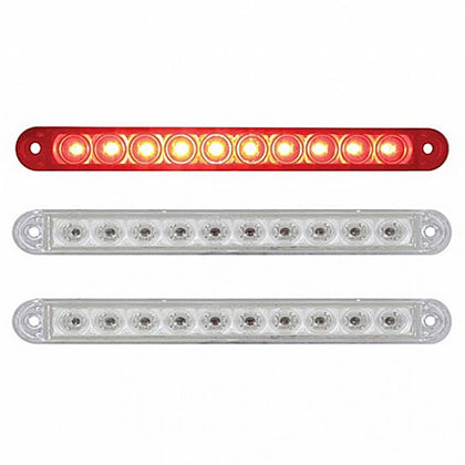 10 LED 6-1/2" Stop, Turn & Tail Light Bar Only - Red or Amber LEDs (Red or Clear Lens)
