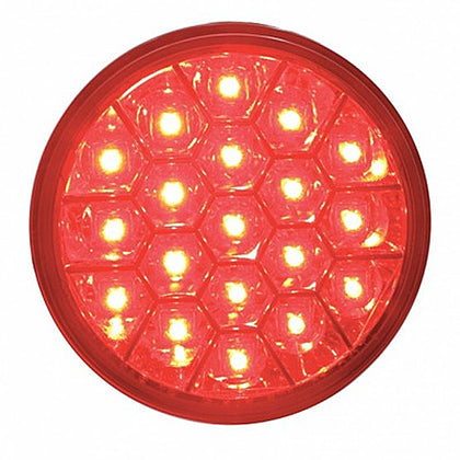 19 LED 4" Round Reflector Stop, Turn & Tail Light - Red LEDs (Red Lens)
