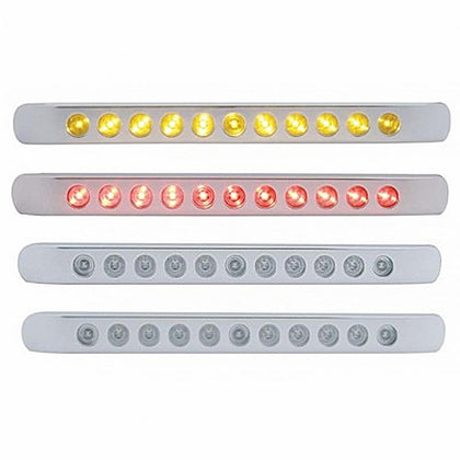 11 LED 17" Turn Signal Light Bar With Bezel - Amber or Red LEDs (Amber, Red or Clear Lens)