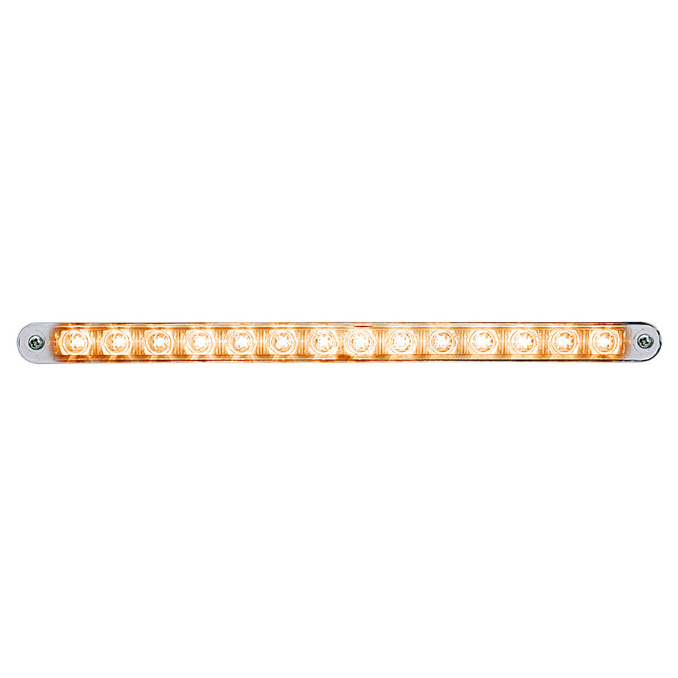 14 LED 12" Auxiliary strip Light With Bezel - Amber or Red LEDs (Chrome Lens)