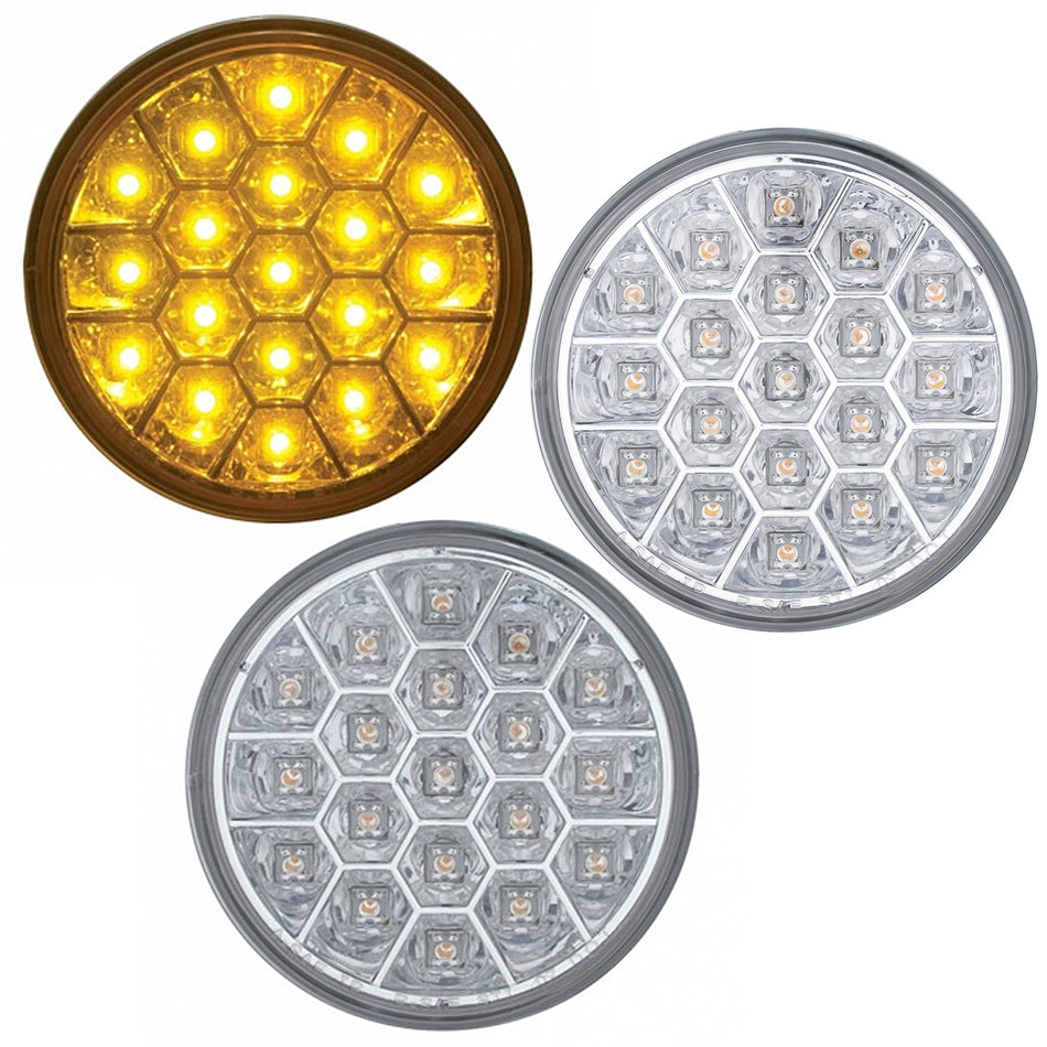 19 LED 4" Reflector Turn Signal Light - Amber or Red LEDs (Amber or Clear Lens)