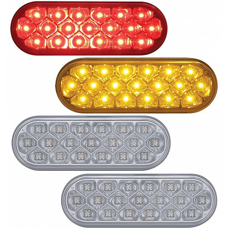 19 LED 6" Oval Reflector Stop, Turn & Tail Light - Red or Amber LEDs (Red, Amber or Clear Lens)