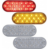 19 LED 6" Oval Reflector Stop, Turn & Tail Light - Red or Amber LEDs (Red, Amber or Clear Lens)