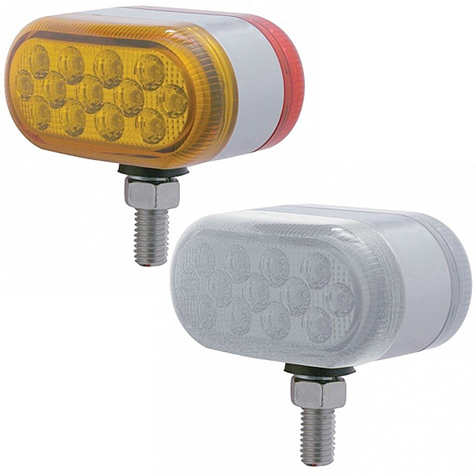 26 LED Dual Function Reflector Double Face Oval Light - Amber & Red LEDs (Amber & Red or Clear Lens)