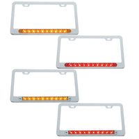 Chrome License Plate Frame With 10 LED 9" Light Bar - Amber or Red LEDs (Amber, Red or Clear Lens)