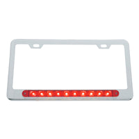 Chrome License Plate Frame With 10 LED 9" Light Bar - Amber or Red LEDs (Amber, Red or Clear Lens)