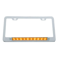 Chrome License Plate Frame With 10 LED 9" Light Bar - Amber or Red LEDs (Amber, Red or Clear Lens)