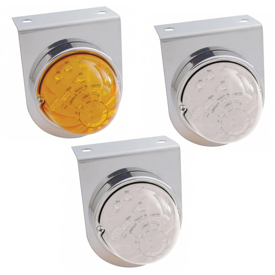 Stainless Light Bracket With 17 LED Dual Function Watermelon Lights - Amber or Red LEDs (Amber or Clear Lens)