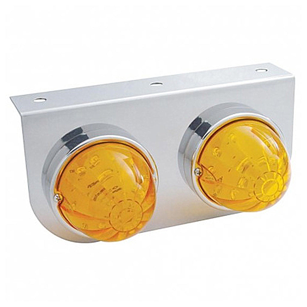 Stainless Light Bracket With 2 X 17 LED Dual Function Watermelon Lights - Amber or Red LEDs (Amber, Red or Clear Lens)