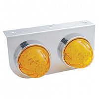 Stainless Light Bracket With 2 X 17 LED Dual Function Watermelon Lights - Amber or Red LEDs (Amber, Red or Clear Lens)