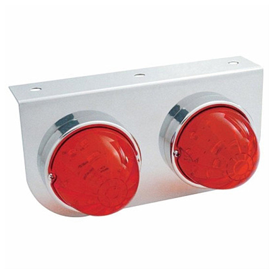 Stainless Light Bracket With 2 X 17 LED Dual Function Watermelon Lights - Amber or Red LEDs (Amber, Red or Clear Lens)
