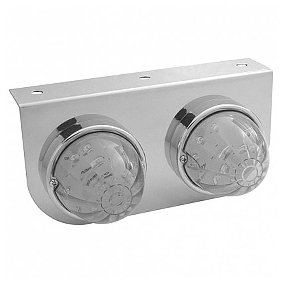 Stainless Light Bracket With 2 X 17 LED Dual Function Watermelon Lights - Amber or Red LEDs (Amber, Red or Clear Lens)