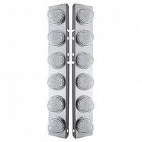 SS Front Air Cleaner Bracket w 12 X 17 Amber LED Hi/Lo Watermelon Lights & SS Bezels For Peterbilt