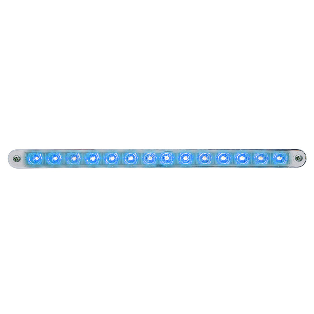 14 LED 12" Auxiliary strip Light With Bezel - Blue, Green or White LEDs (Clear Lens)