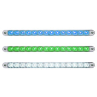 14 LED 12" Auxiliary strip Light With Bezel - Blue, Green or White LEDs (Clear Lens)