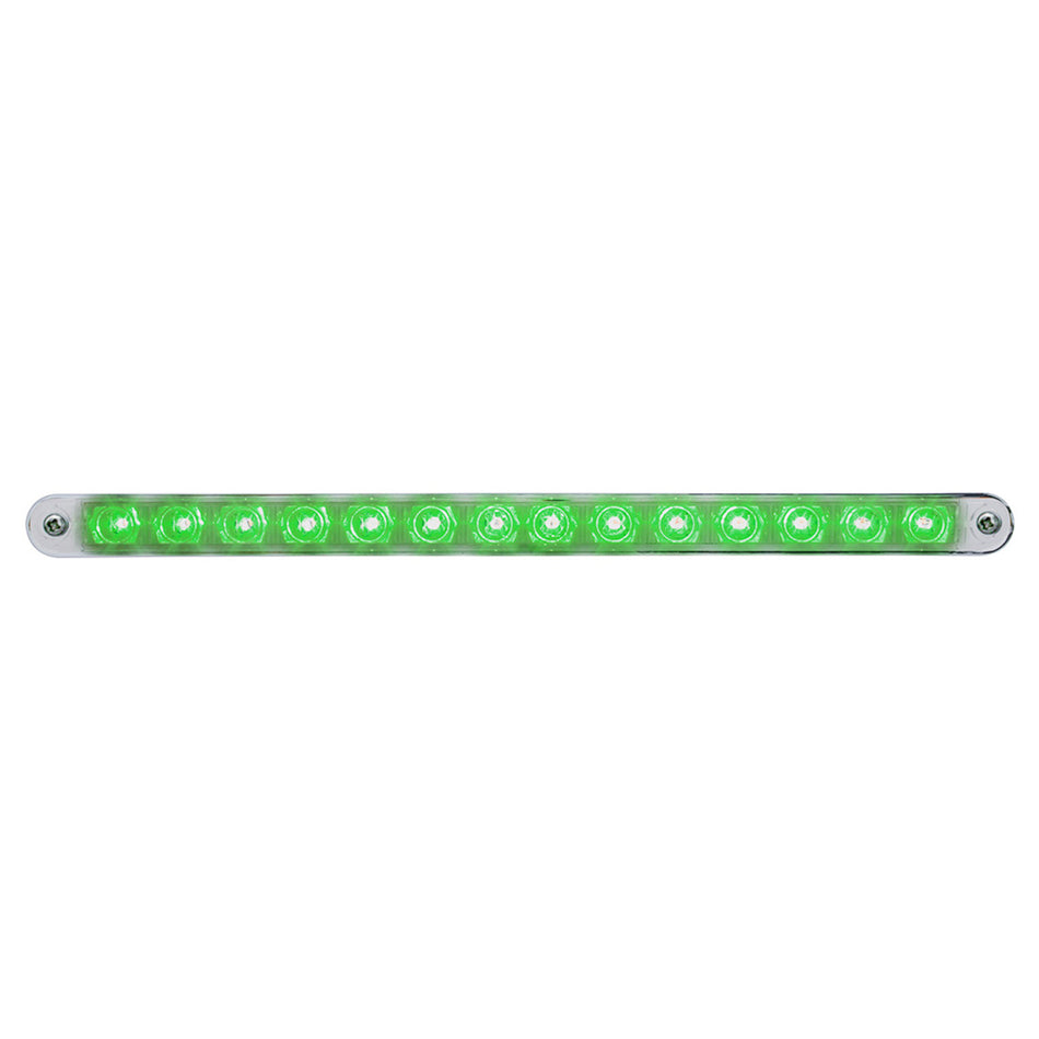 14 LED 12" Auxiliary strip Light With Bezel - Blue, Green or White LEDs (Clear Lens)