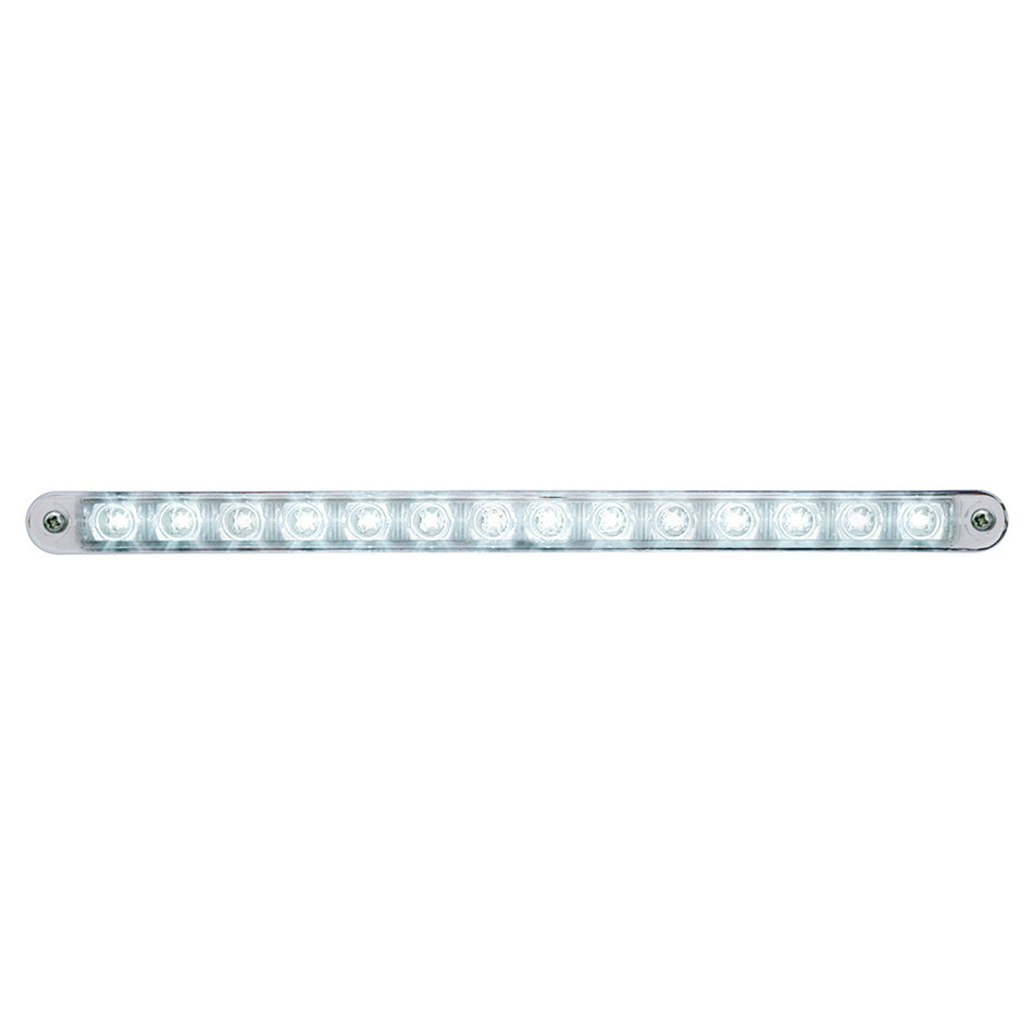 14 LED 12" Auxiliary strip Light With Bezel - Blue, Green or White LEDs (Clear Lens)
