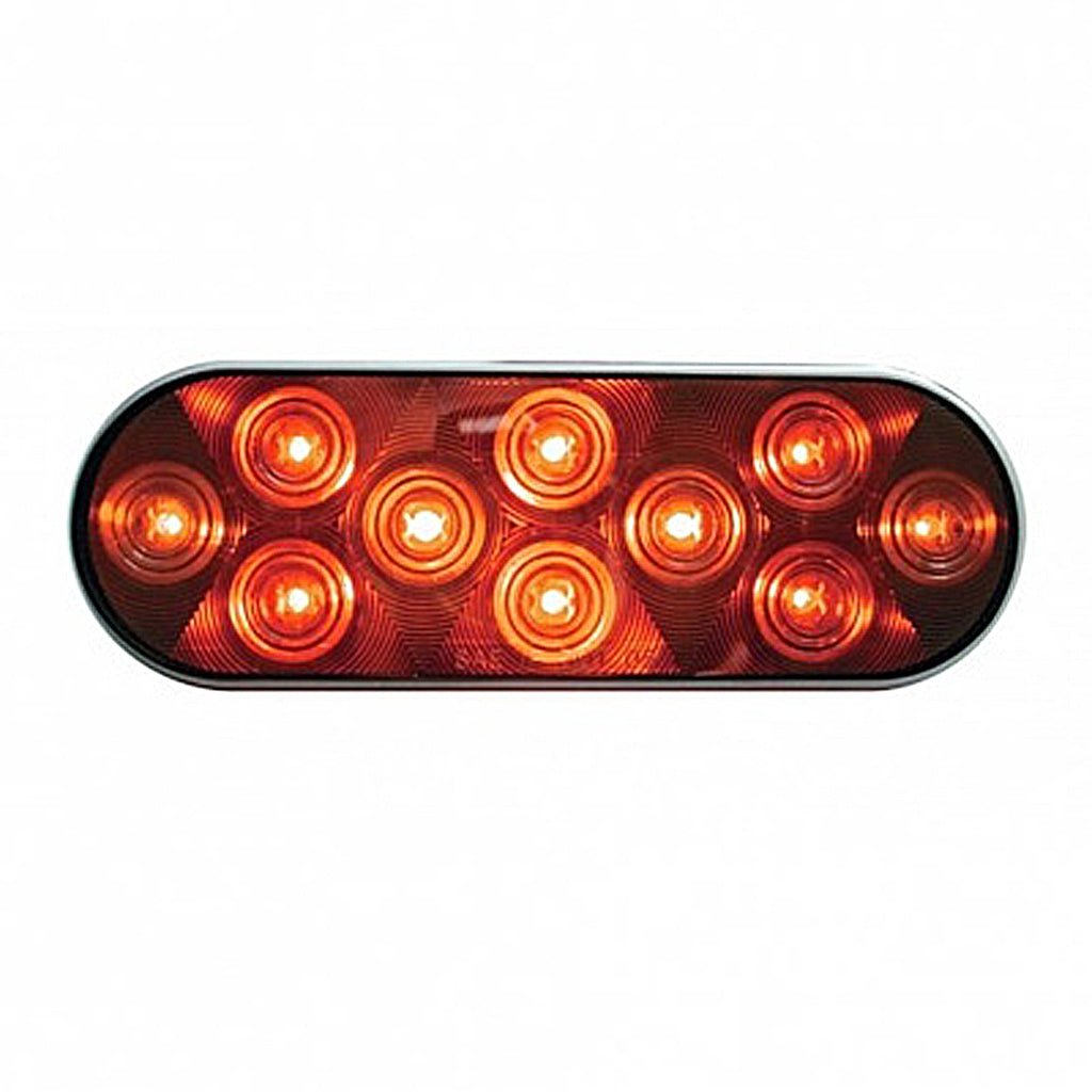 United Pacific - 10 LED Oval Auxiliary Light - Red LEDs (Chrome Lens)