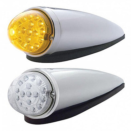 17 LED Dual Function Watermelon Clear Reflector Cab Light Kit With Die-Cast Housing - Amber LEDs (Amber or Clear Lens)