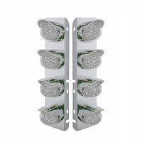 SS Front Air Cleaner Bracket w 8 X 17 LED Watermelon Lights & SS Visors For Peterbilt - Amber LEDs (Amber or Clear Lens)