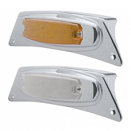 Chrome Fender Light Bracket With 12 LED Light - Amber LEDs (Amber or Clear Lens)