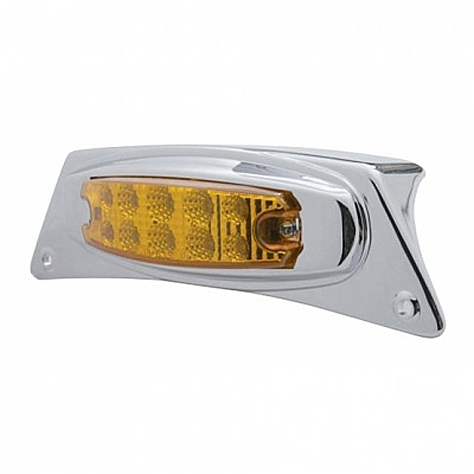Chrome Fender Light Bracket w 10 LED Reflector Light - Amber LEDs (Amber or Clear Lens)
