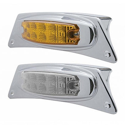 Chrome Fender Light Bracket w 10 LED Reflector Light - Amber LEDs (Amber or Clear Lens)