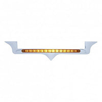 Chrome Hood Emblem Trim With 14 LED Light Bar For Kenworth - Amber LEDs (Amber, Clear or Chrome Lens)