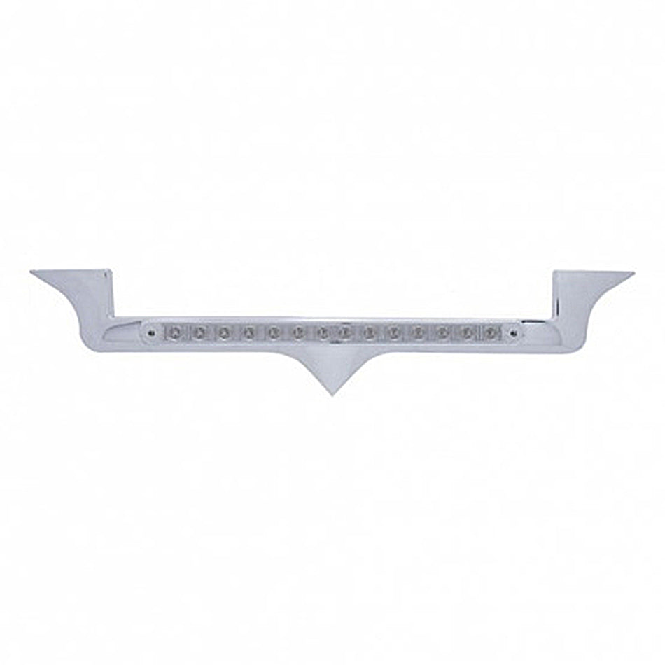 Chrome Hood Emblem Trim With 14 LED Light Bar For Kenworth - Amber LEDs (Amber, Clear or Chrome Lens)