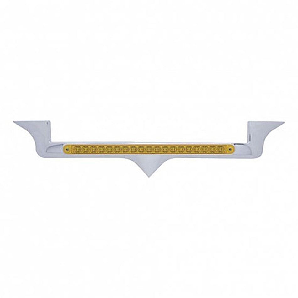 Chrome Hood Emblem Trim With 19 LED Reflector Light Bar For Kenworth - Amber LEDs (Amber or Clear Lens)