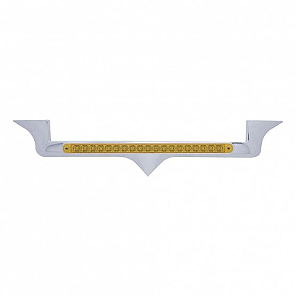 Chrome Hood Emblem Trim With 19 LED Reflector Light Bar For Kenworth - Amber LEDs (Amber or Clear Lens)