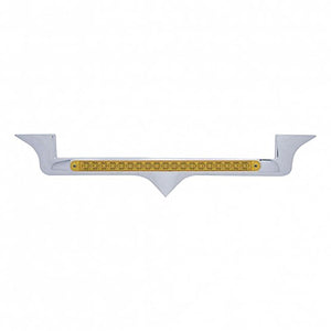 Chrome Hood Emblem Trim With 19 LED Reflector Light Bar For Kenworth - Amber LEDs (Amber or Clear Lens)